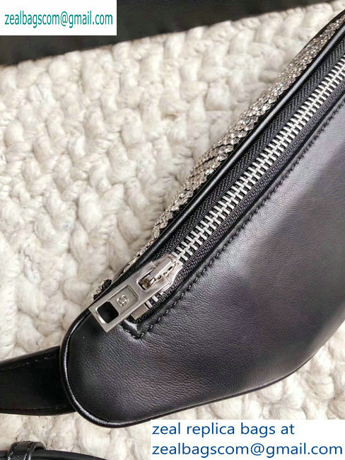 Alexander Wang Attica Fanny Pack Mini Bag with Silver Crystal Rhinestone Chain 2019 - Click Image to Close