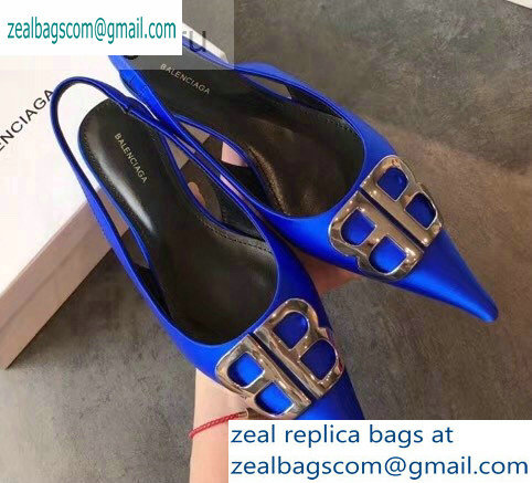 Balenciaga BB Logo Flat Slingbacks Blue 2019 - Click Image to Close