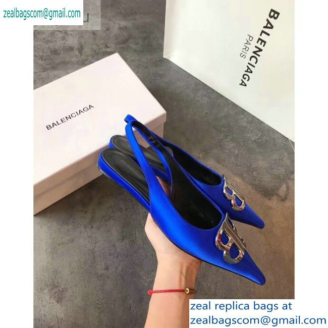 Balenciaga BB Logo Flat Slingbacks Blue 2019 - Click Image to Close