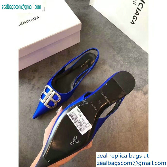 Balenciaga BB Logo Flat Slingbacks Blue 2019 - Click Image to Close