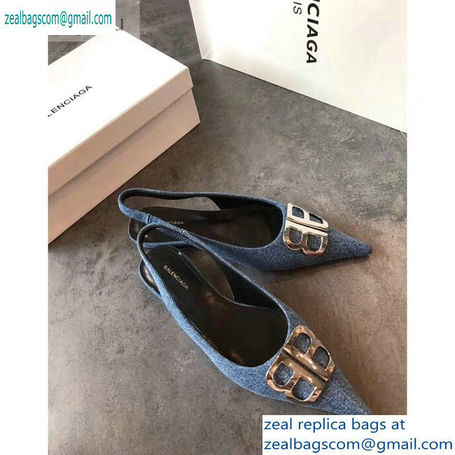 Balenciaga BB Logo Flat Slingbacks Denim 2019 - Click Image to Close