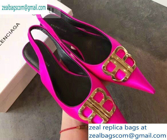 Balenciaga BB Logo Flat Slingbacks Fuchsia 2019 - Click Image to Close