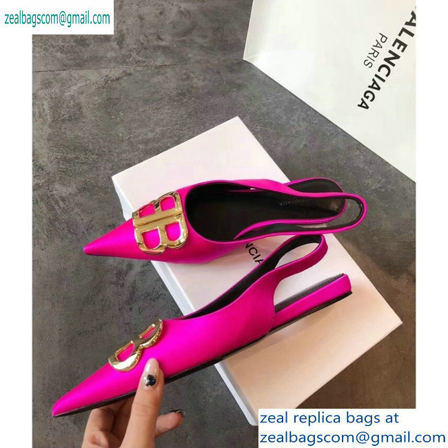 Balenciaga BB Logo Flat Slingbacks Fuchsia 2019 - Click Image to Close