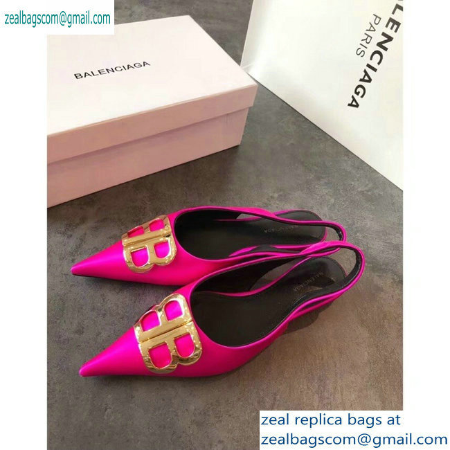 Balenciaga BB Logo Flat Slingbacks Fuchsia 2019