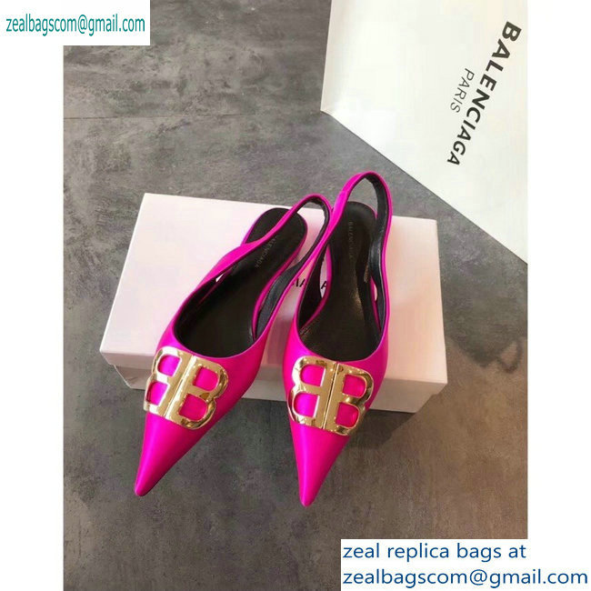 Balenciaga BB Logo Flat Slingbacks Fuchsia 2019 - Click Image to Close