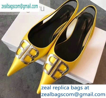 Balenciaga BB Logo Flat Slingbacks Yellow 2019 - Click Image to Close