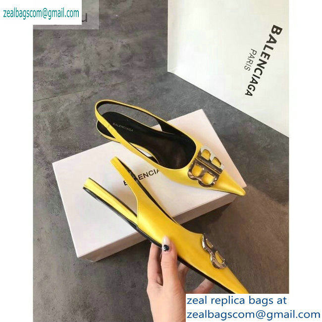 Balenciaga BB Logo Flat Slingbacks Yellow 2019