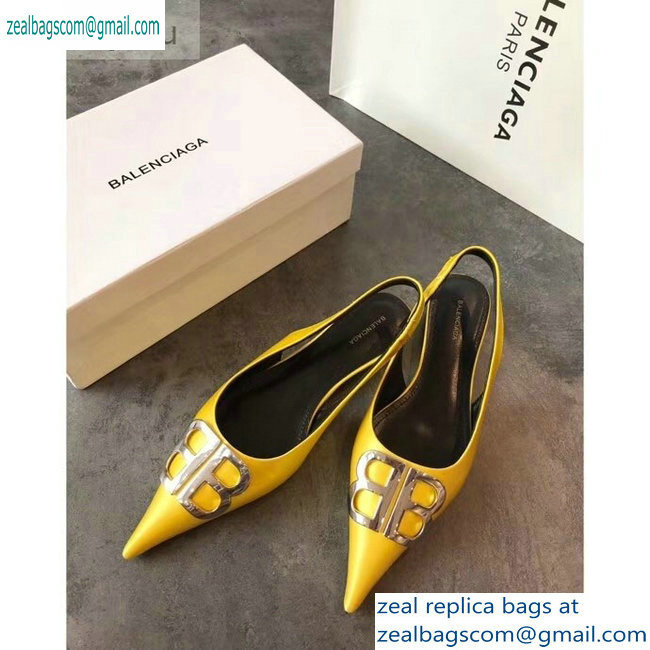 Balenciaga BB Logo Flat Slingbacks Yellow 2019 - Click Image to Close