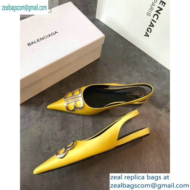 Balenciaga BB Logo Flat Slingbacks Yellow 2019