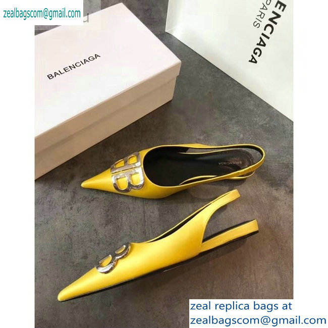 Balenciaga BB Logo Flat Slingbacks Yellow 2019 - Click Image to Close