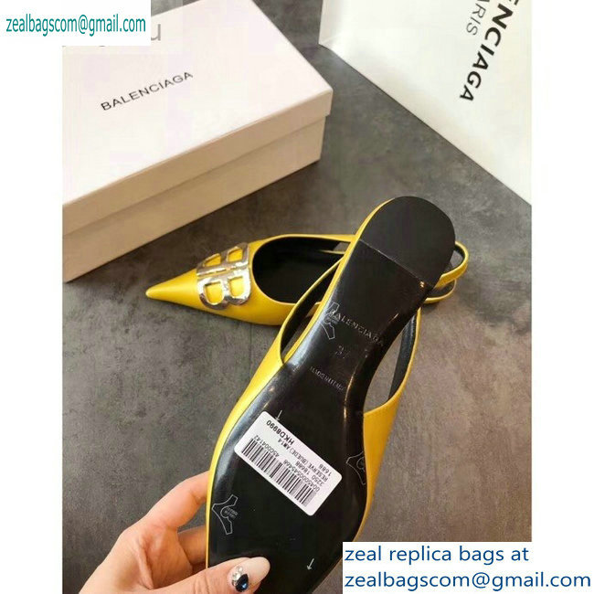 Balenciaga BB Logo Flat Slingbacks Yellow 2019