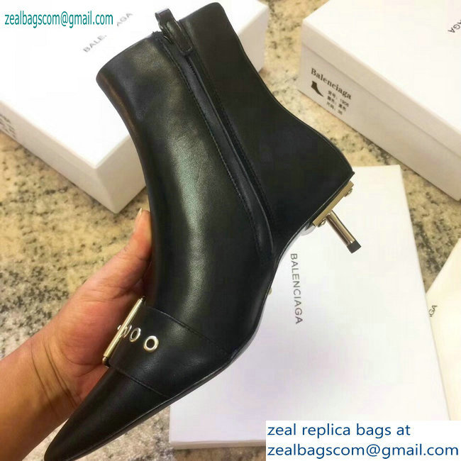 Balenciaga Heel 4.5cm Belt Zipped Booties Black 2019