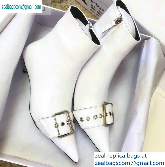 Balenciaga Heel 4.5cm Belt Zipped Booties White 2019 - Click Image to Close