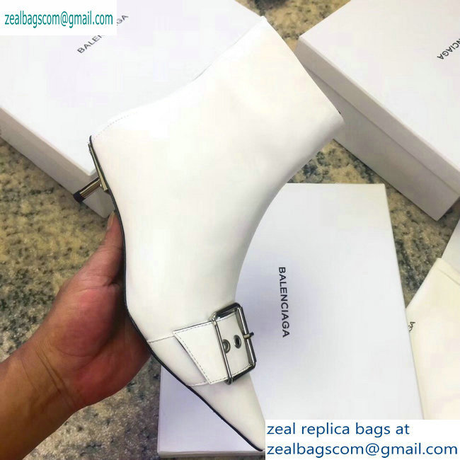 Balenciaga Heel 4.5cm Belt Zipped Booties White 2019