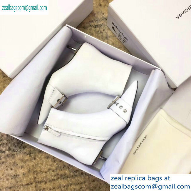 Balenciaga Heel 4.5cm Belt Zipped Booties White 2019 - Click Image to Close