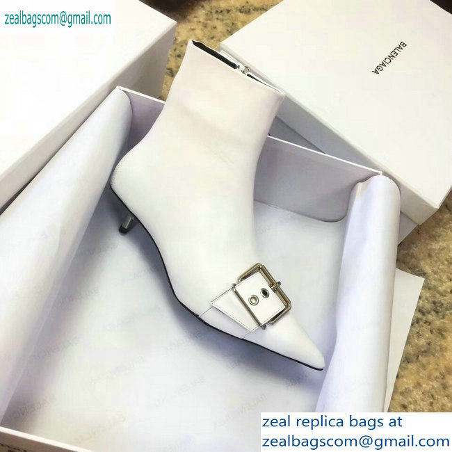 Balenciaga Heel 4.5cm Belt Zipped Booties White 2019