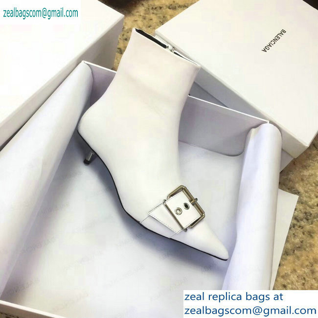 Balenciaga Heel 4.5cm Belt Zipped Booties White 2019 - Click Image to Close