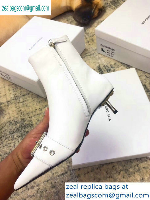 Balenciaga Heel 4.5cm Belt Zipped Booties White 2019 - Click Image to Close