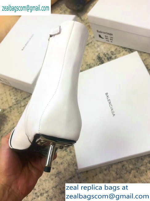 Balenciaga Heel 4.5cm Belt Zipped Booties White 2019