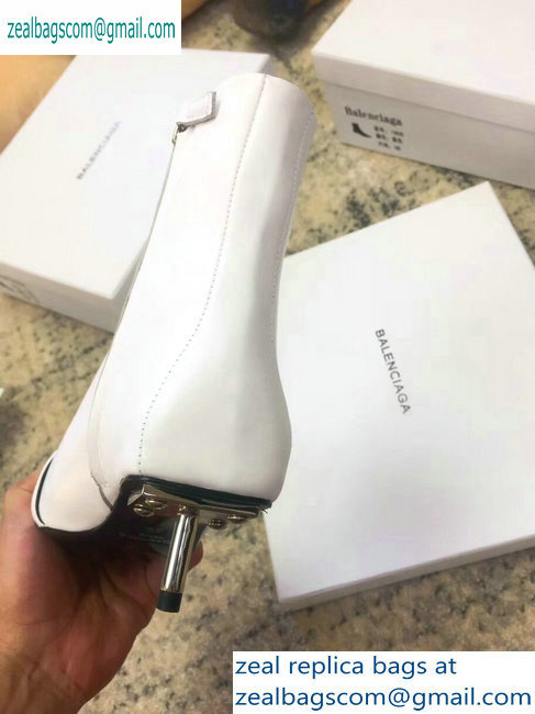 Balenciaga Heel 4.5cm Belt Zipped Booties White 2019 - Click Image to Close