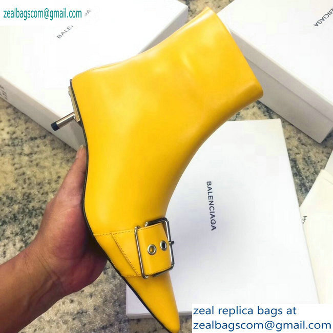 Balenciaga Heel 4.5cm Belt Zipped Booties Yellow 2019