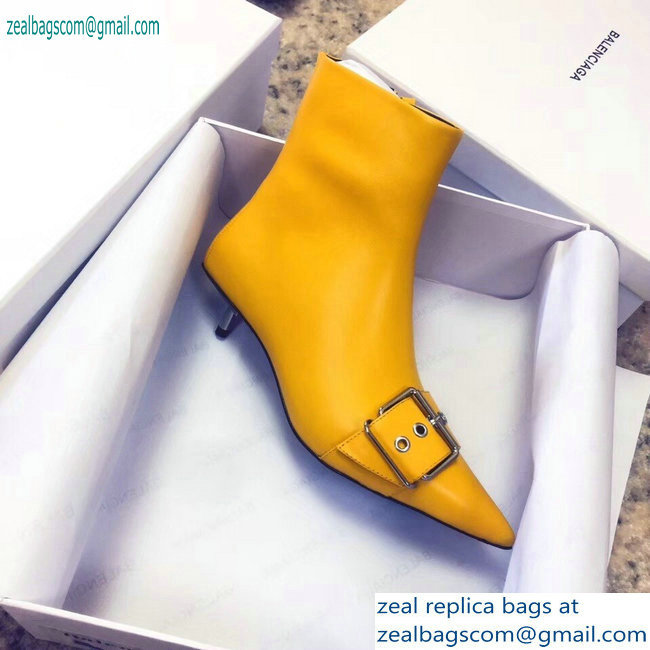 Balenciaga Heel 4.5cm Belt Zipped Booties Yellow 2019