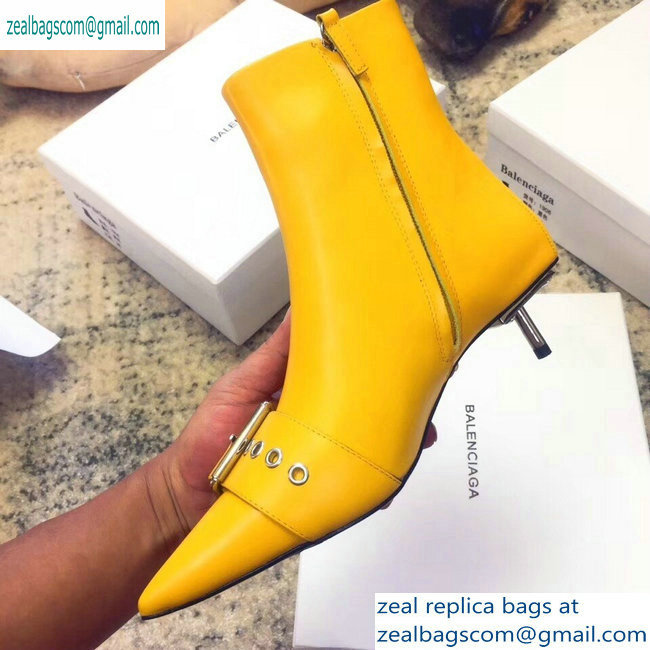 Balenciaga Heel 4.5cm Belt Zipped Booties Yellow 2019