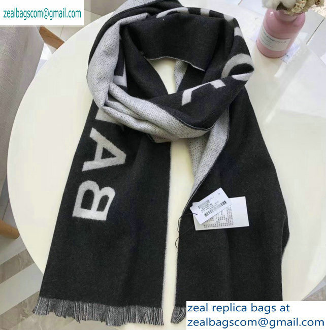 Balenciaga Logo Print Scarf 34x200cm Black 2019