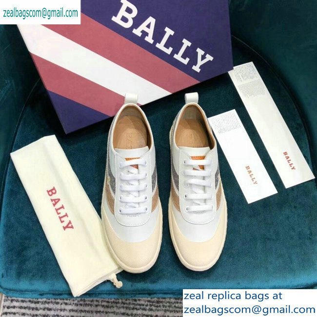 Bally Super Smash Low-top Sneakers White/Gold/Silver - Click Image to Close