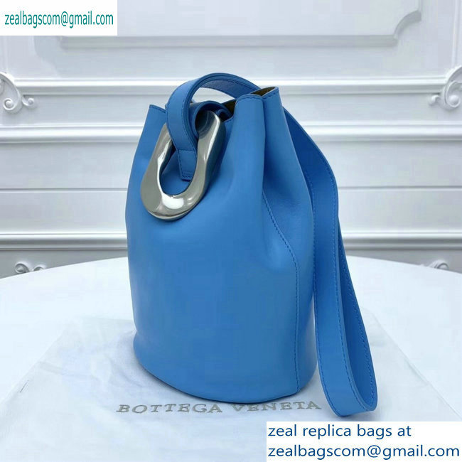 Bottega Veneta Drop Petite Bucket Bag Blue 2019