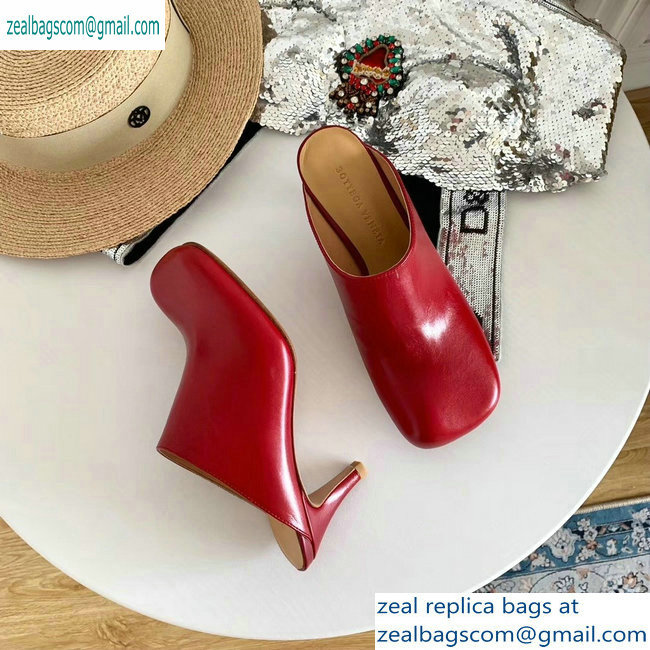 Bottega Veneta Heel 8.5cm Square Toe Bloc Mules Red 2019