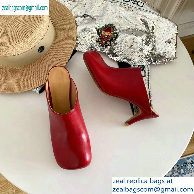 Bottega Veneta Heel 8.5cm Square Toe Bloc Mules Red 2019