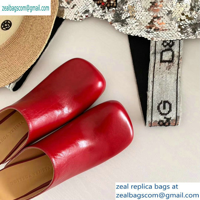 Bottega Veneta Heel 8.5cm Square Toe Bloc Mules Red 2019 - Click Image to Close