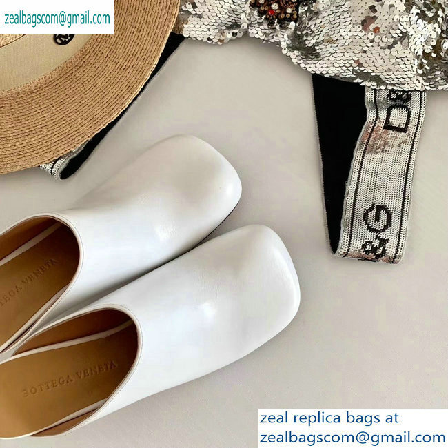 Bottega Veneta Heel 8.5cm Square Toe Bloc Mules White 2019 - Click Image to Close