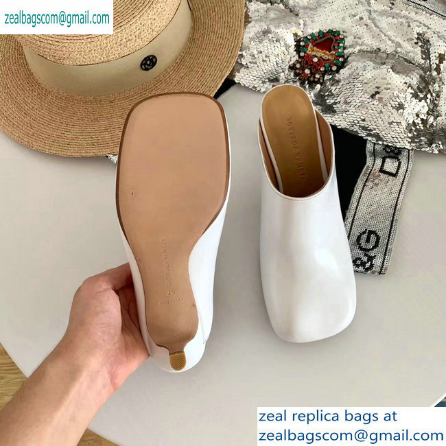 Bottega Veneta Heel 8.5cm Square Toe Bloc Mules White 2019