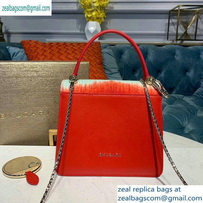 Bvlgari Serpenti Forever 18cm Crossbody Bag Galuchat Skin Red/Pink/Sky Blue 2019 - Click Image to Close