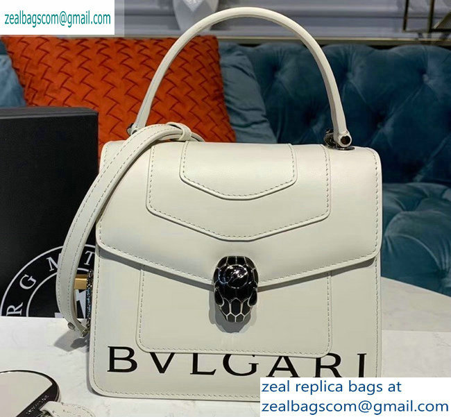 Bvlgari Serpenti Forever 18cm Crossbody Bag Logo Print White 2019 - Click Image to Close