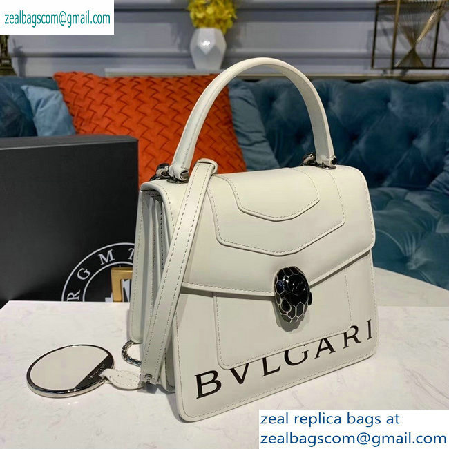 Bvlgari Serpenti Forever 18cm Crossbody Bag Logo Print White 2019