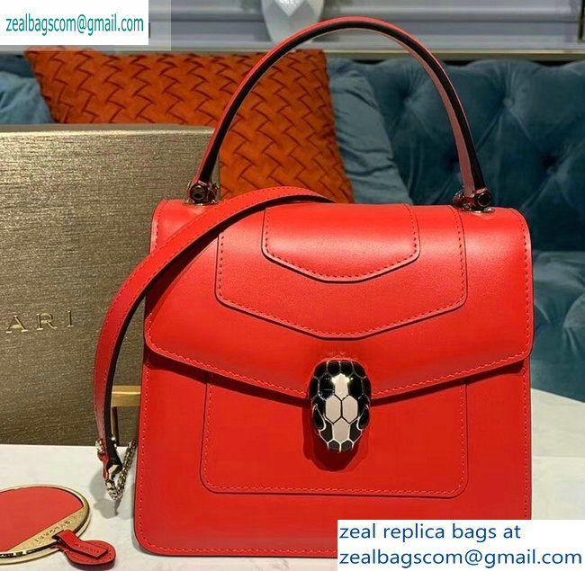 Bvlgari Serpenti Forever 18cm Crossbody Top Handle Bag Red/Nude 2019 - Click Image to Close