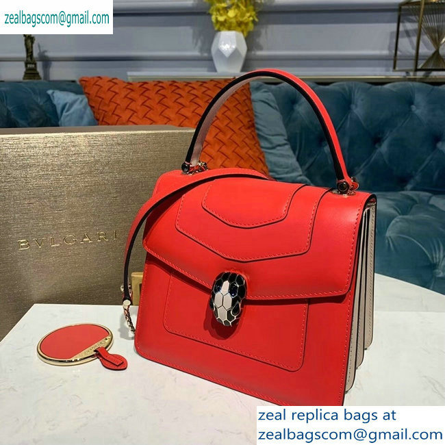 Bvlgari Serpenti Forever 18cm Crossbody Top Handle Bag Red/Nude 2019