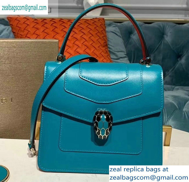 Bvlgari Serpenti Forever 18cm Crossbody Top Handle Bag Turquoise/Red 2019