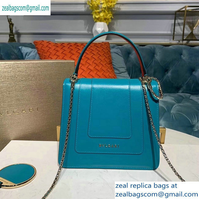 Bvlgari Serpenti Forever 18cm Crossbody Top Handle Bag Turquoise/Red 2019