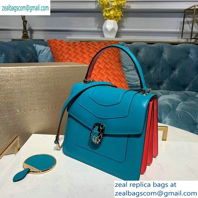 Bvlgari Serpenti Forever 18cm Crossbody Top Handle Bag Turquoise/Red 2019 - Click Image to Close