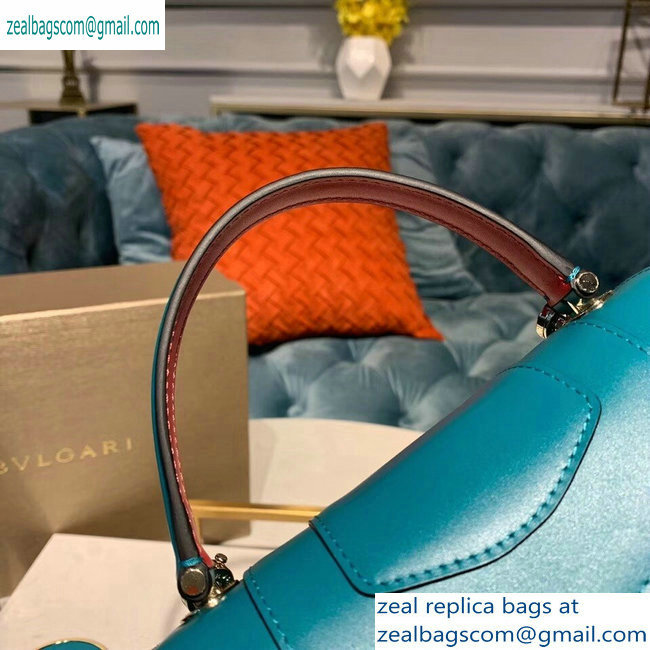 Bvlgari Serpenti Forever 18cm Crossbody Top Handle Bag Turquoise/Red 2019