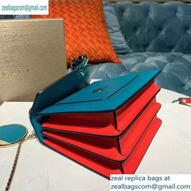 Bvlgari Serpenti Forever 18cm Crossbody Top Handle Bag Turquoise/Red 2019