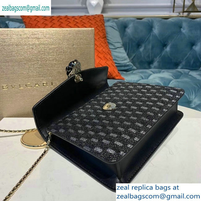 Bvlgari Serpenti Forever 20cm Crossbody Bag Galuchat Skin Geometric Black/Silver 2019 - Click Image to Close