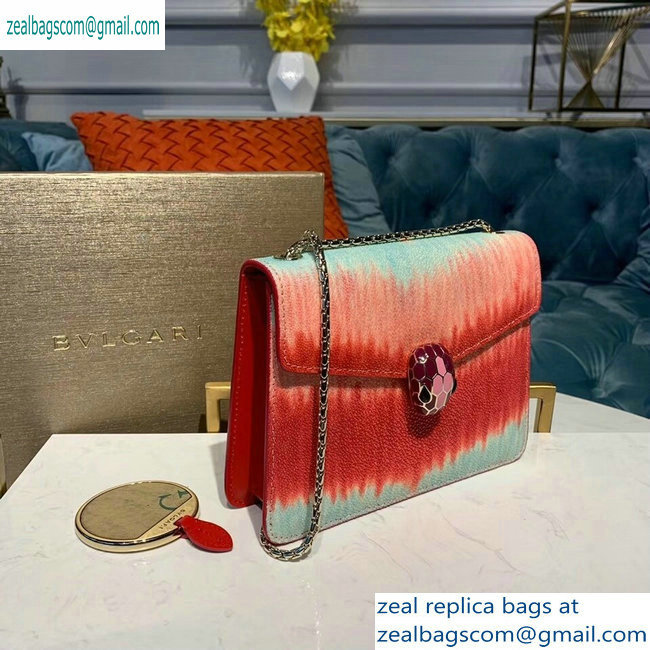 Bvlgari Serpenti Forever 20cm Crossbody Bag Galuchat Skin Red/Pink/Sky Blue 2019 - Click Image to Close