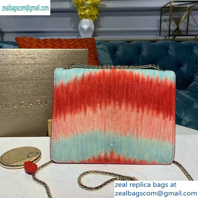 Bvlgari Serpenti Forever 20cm Crossbody Bag Galuchat Skin Red/Pink/Sky Blue 2019 - Click Image to Close