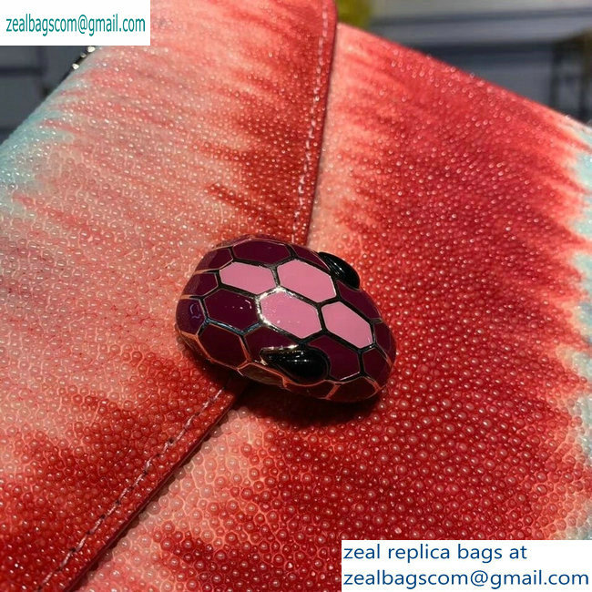 Bvlgari Serpenti Forever 20cm Crossbody Bag Galuchat Skin Red/Pink/Sky Blue 2019