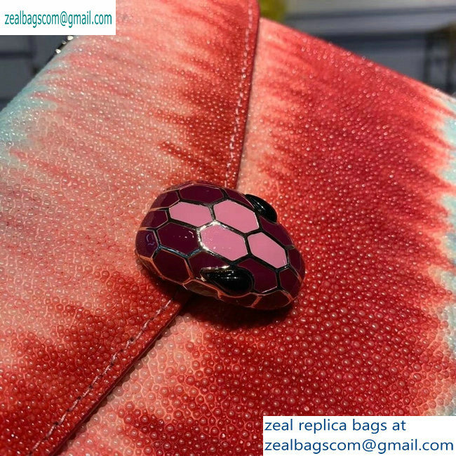 Bvlgari Serpenti Forever 20cm Crossbody Bag Galuchat Skin Red/Pink/Sky Blue 2019 - Click Image to Close